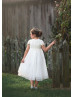 Cap Sleeves Lace Tulle Ivory Flower Girl Dress